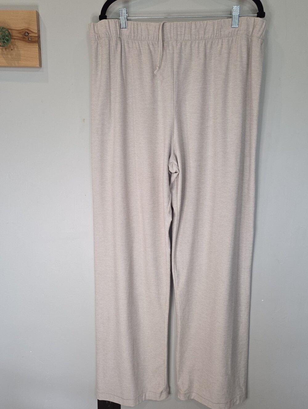 Outdoor Voices Womem's XXL Beige Wide Leg Cloudknit Sweatpants Hidden Drawstring